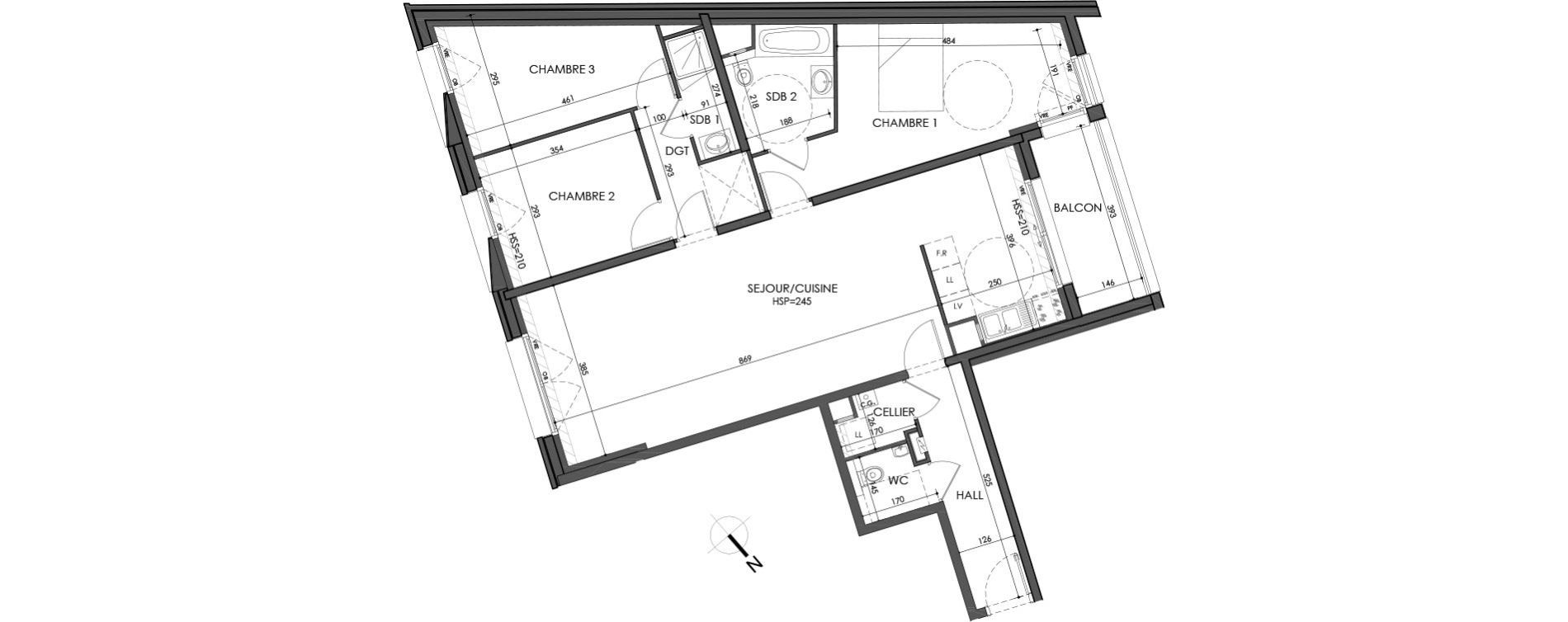 Appartement T4 de 104,40 m2 &agrave; La Madeleine Centre