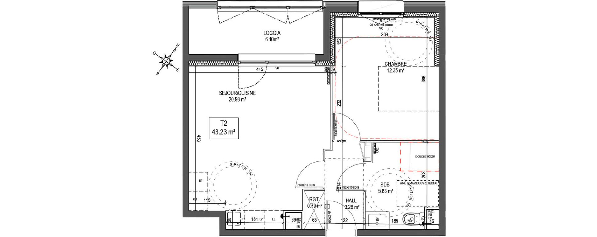 Appartement T2 de 43,23 m2 &agrave; La Madeleine Centre