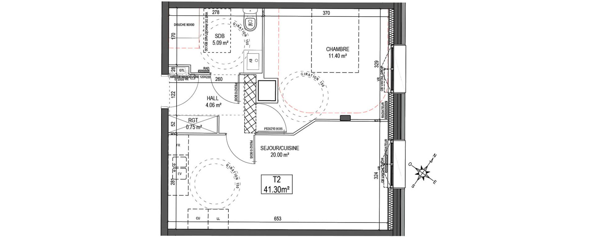 Appartement T2 de 41,30 m2 &agrave; La Madeleine Centre