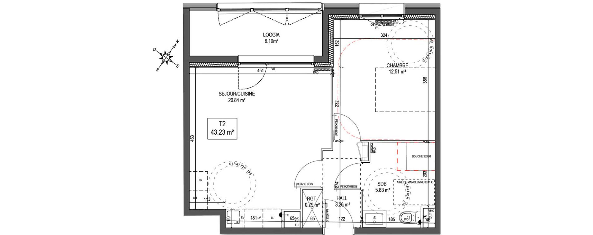 Appartement T2 de 43,23 m2 &agrave; La Madeleine Centre