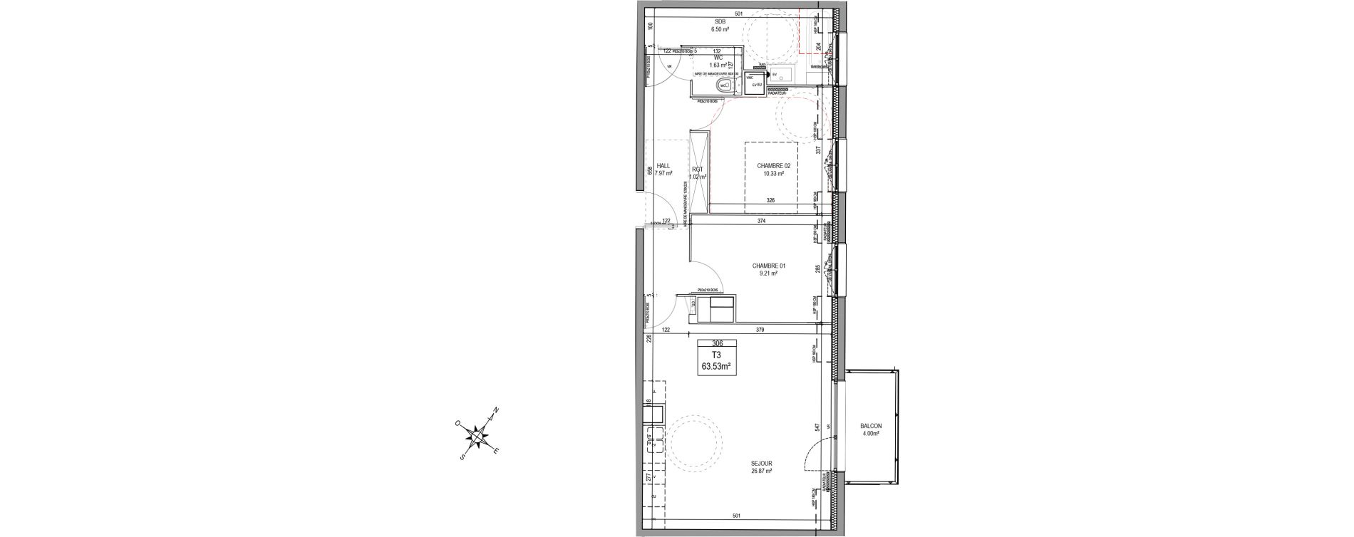 Appartement T3 de 63,53 m2 &agrave; La Madeleine Centre