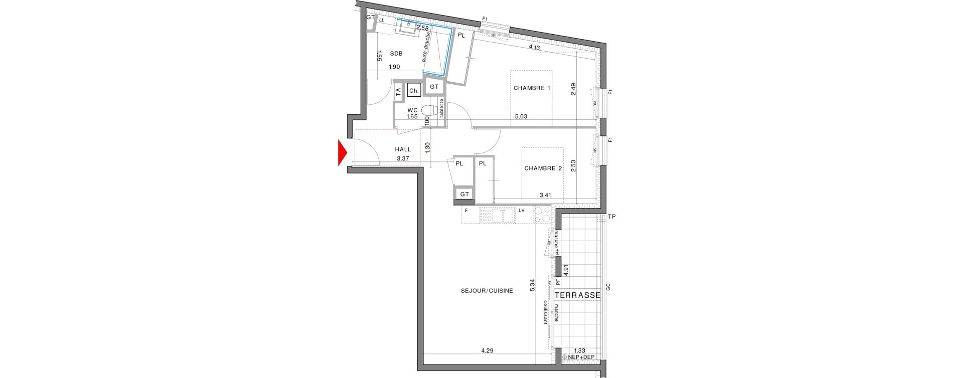 Appartement T3 de 63,00 m2 &agrave; La Madeleine Centre