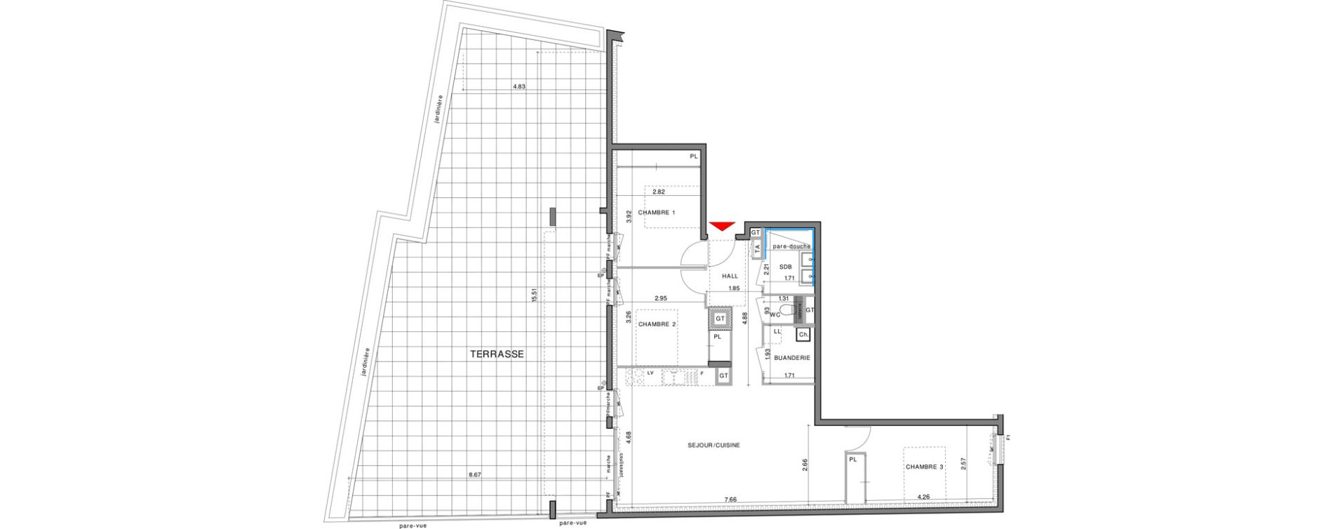 Appartement T4 de 81,45 m2 &agrave; La Madeleine Centre