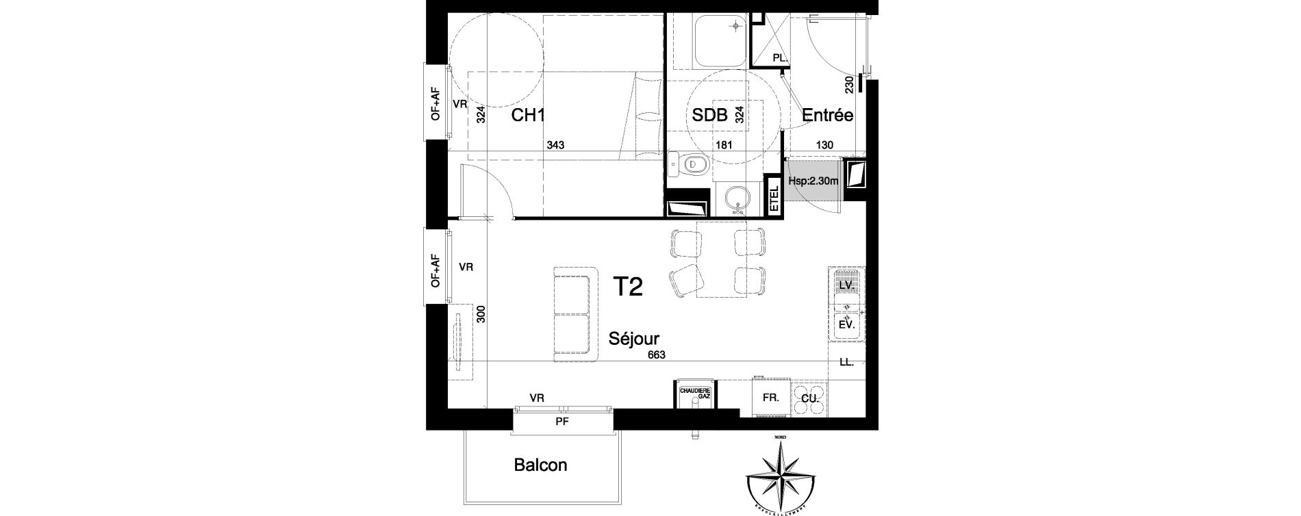 Appartement T2 de 40,60 m2 &agrave; La Madeleine Centre