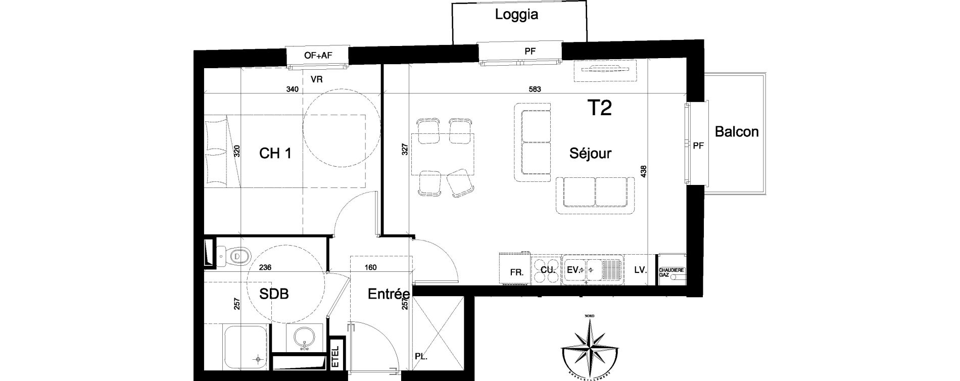 Appartement T2 de 46,40 m2 &agrave; La Madeleine Centre