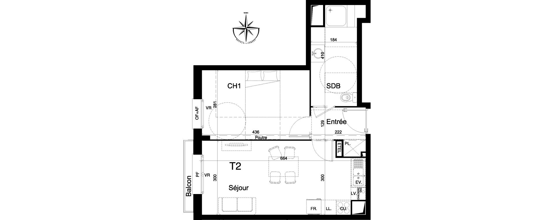 Appartement T2 de 41,70 m2 &agrave; La Madeleine Centre