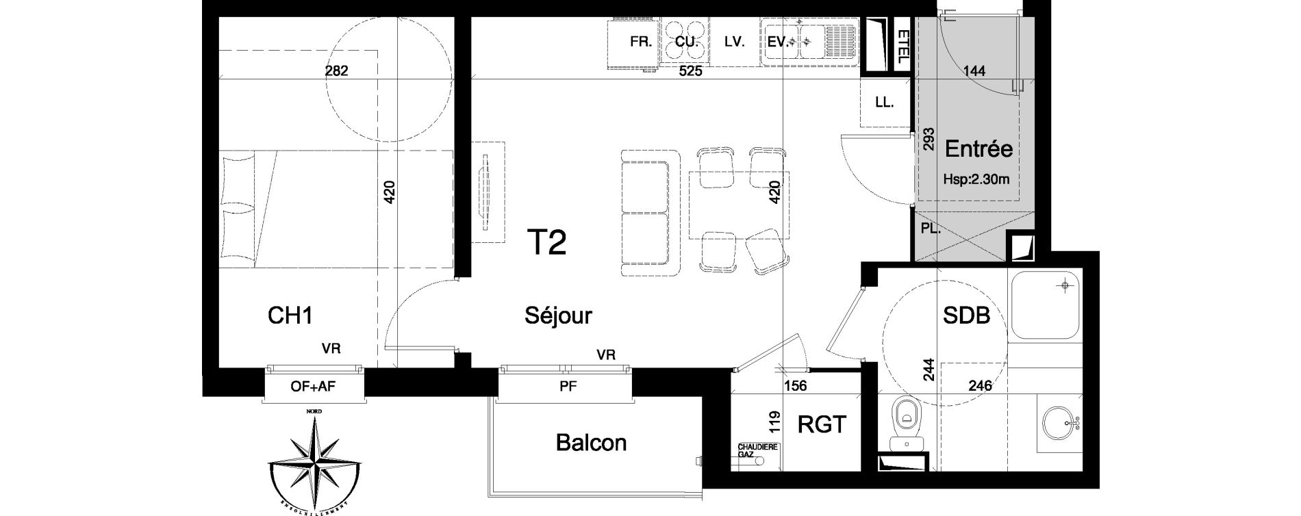 Appartement T2 de 44,70 m2 &agrave; La Madeleine Centre