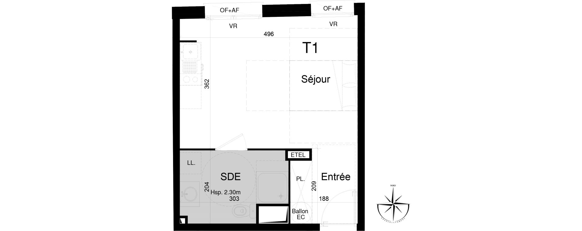 Appartement T1 de 27,50 m2 &agrave; La Madeleine Centre
