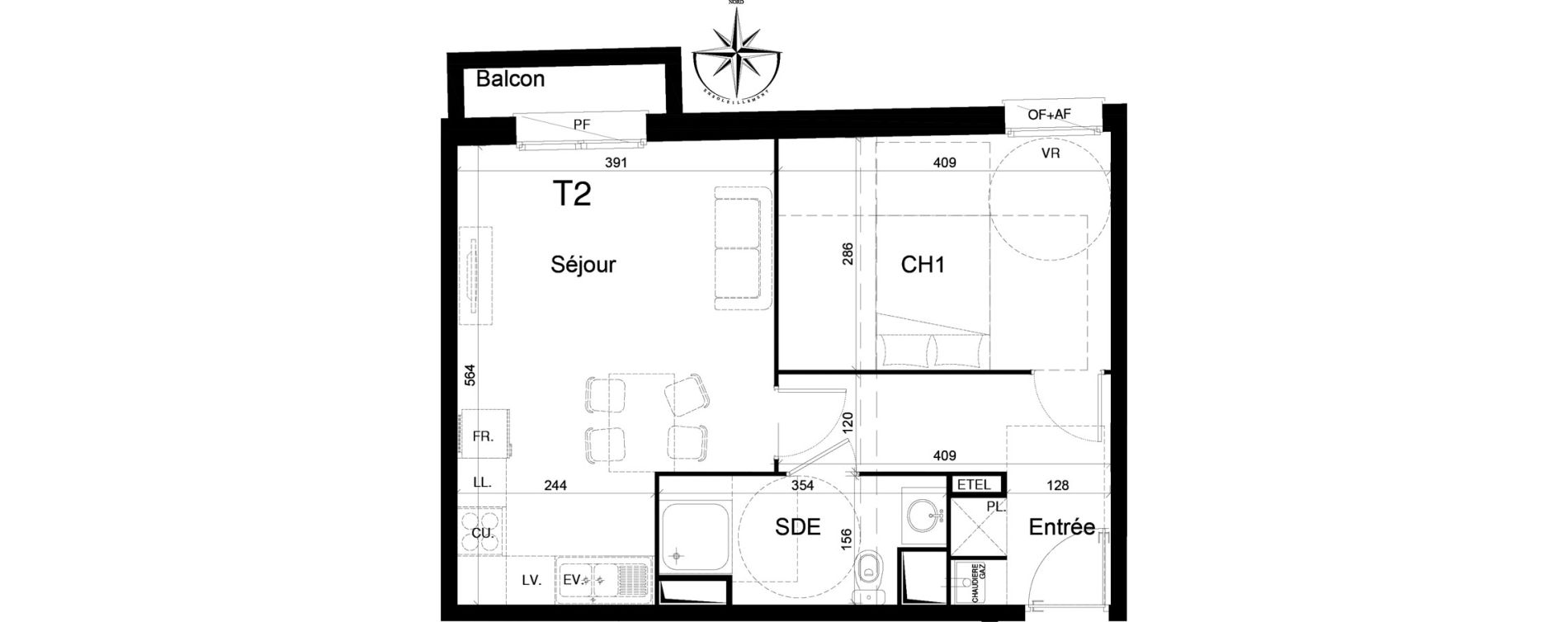 Appartement T2 de 44,30 m2 &agrave; La Madeleine Centre