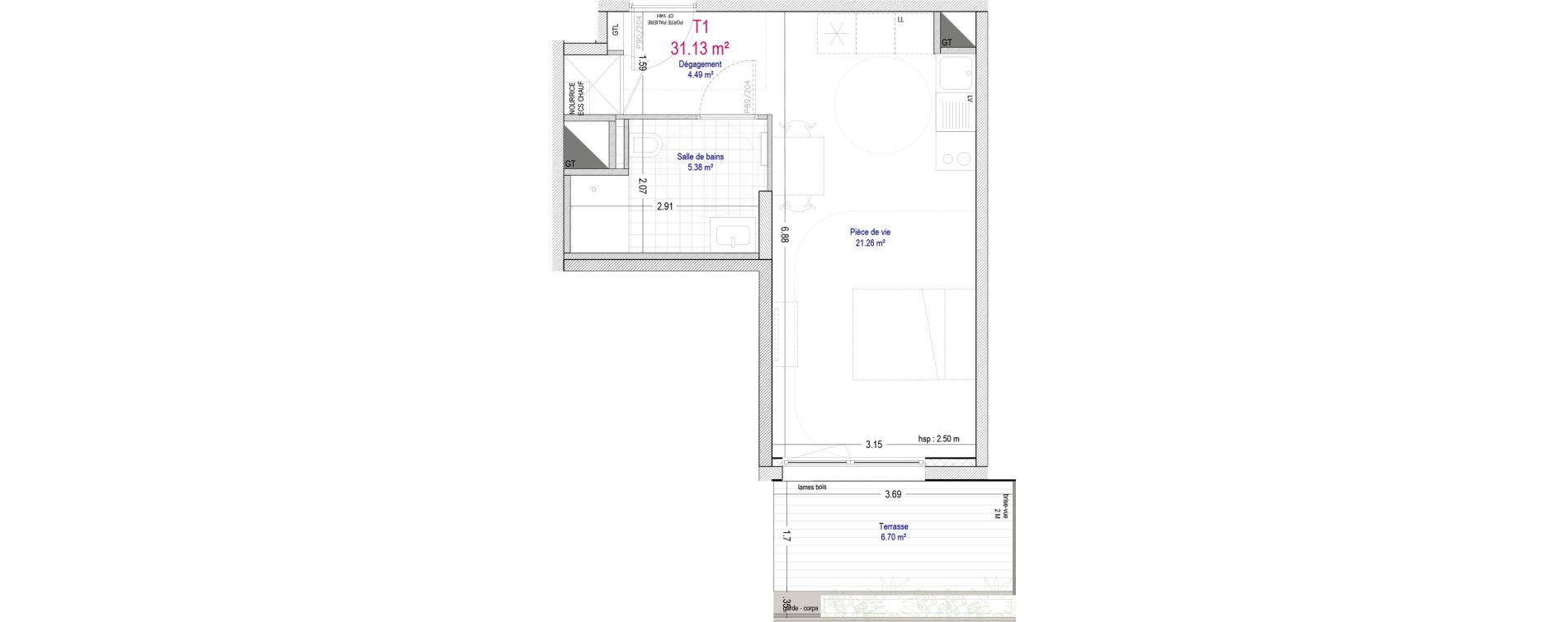 Studio de 31,13 m2 &agrave; La Madeleine Pompidou - nouvelle madeleine