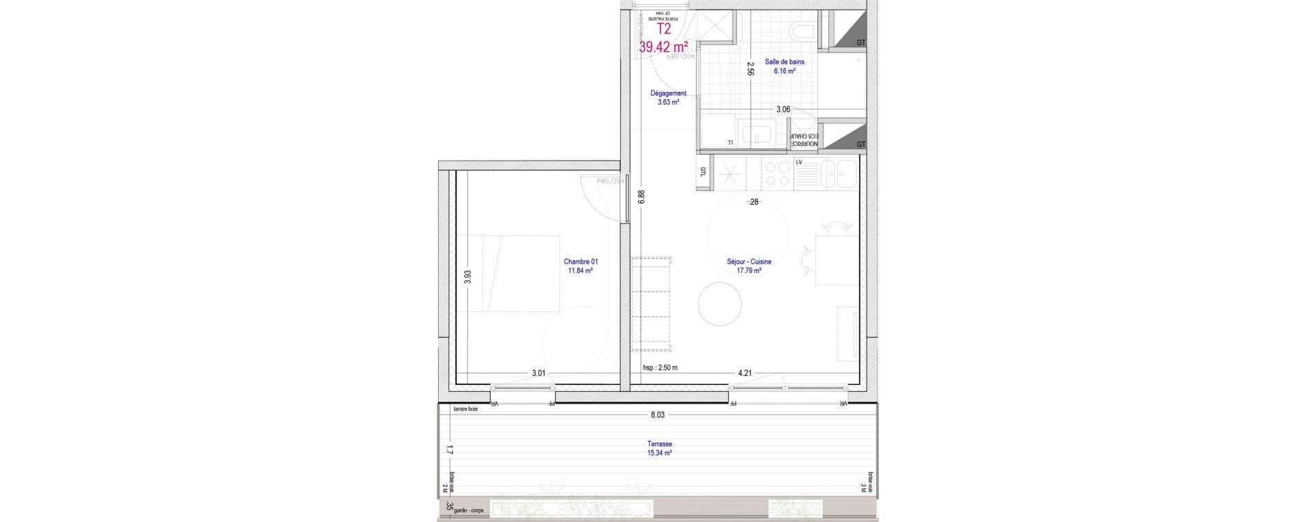 Appartement T2 de 39,42 m2 &agrave; La Madeleine Pompidou - nouvelle madeleine