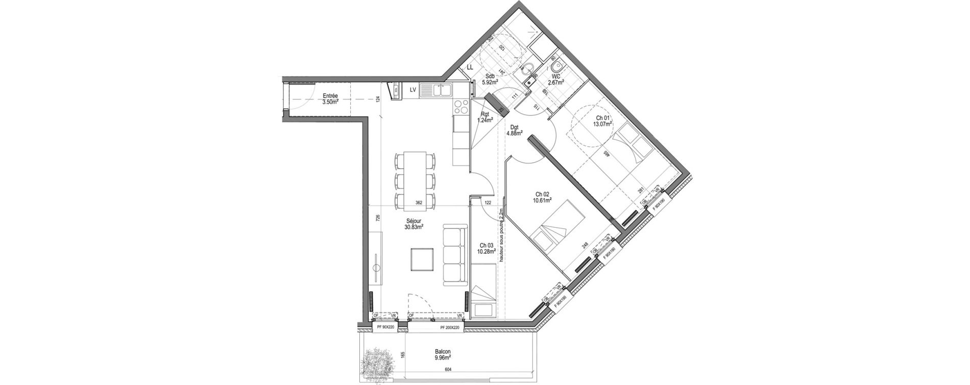 Appartement T4 de 83,00 m2 &agrave; La Madeleine Grand boulevard