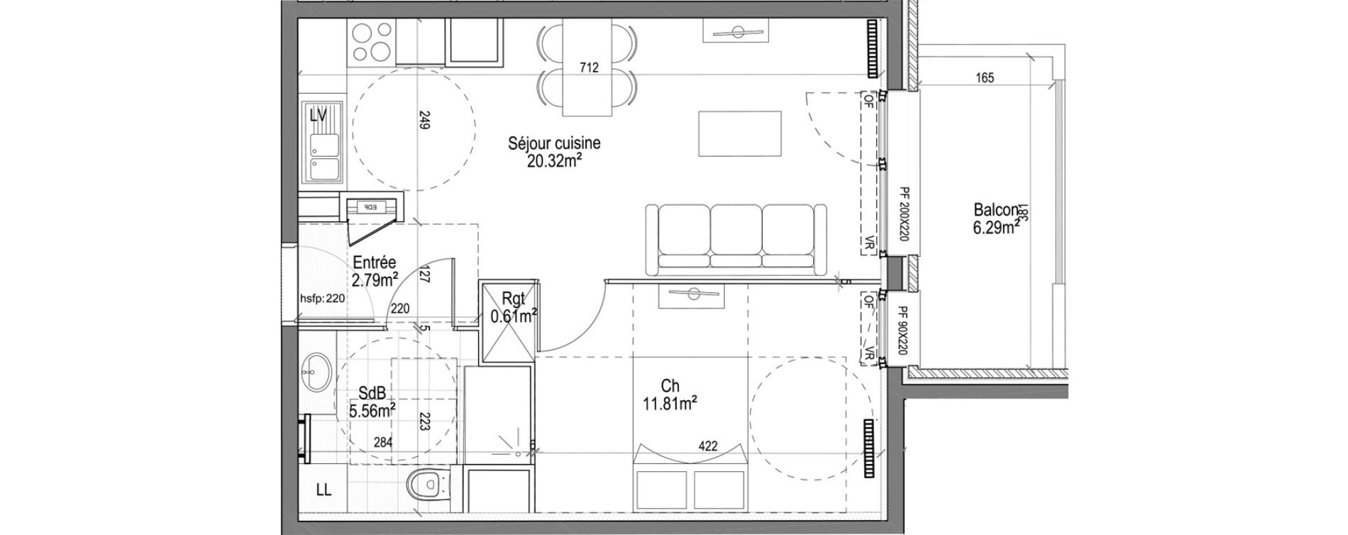 Appartement T2 de 41,09 m2 &agrave; La Madeleine Grand boulevard