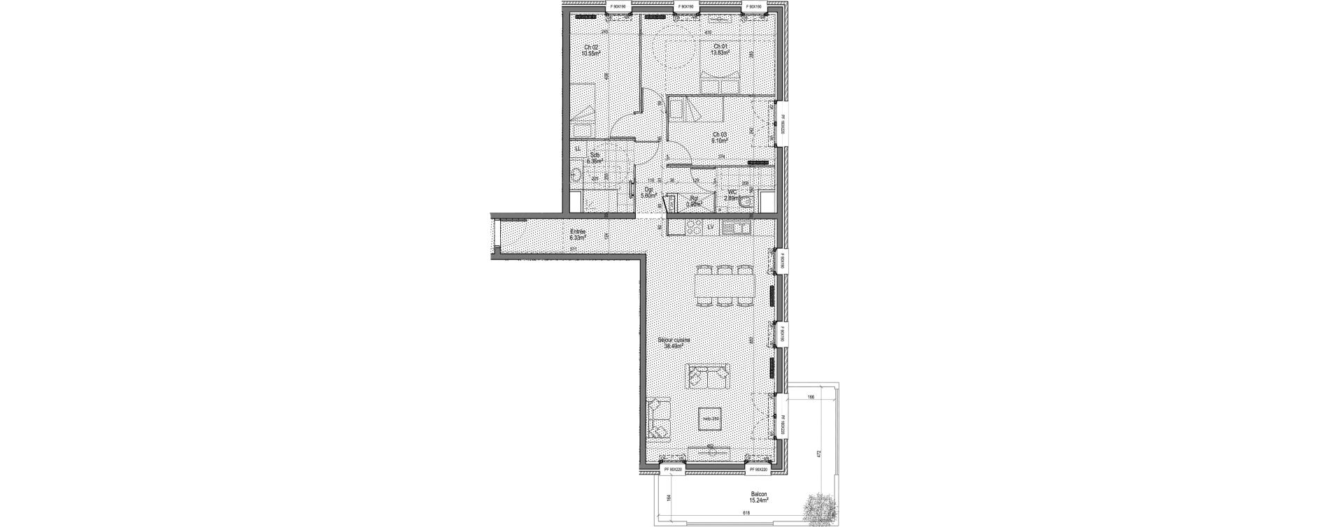 Appartement T4 de 93,05 m2 &agrave; La Madeleine Grand boulevard