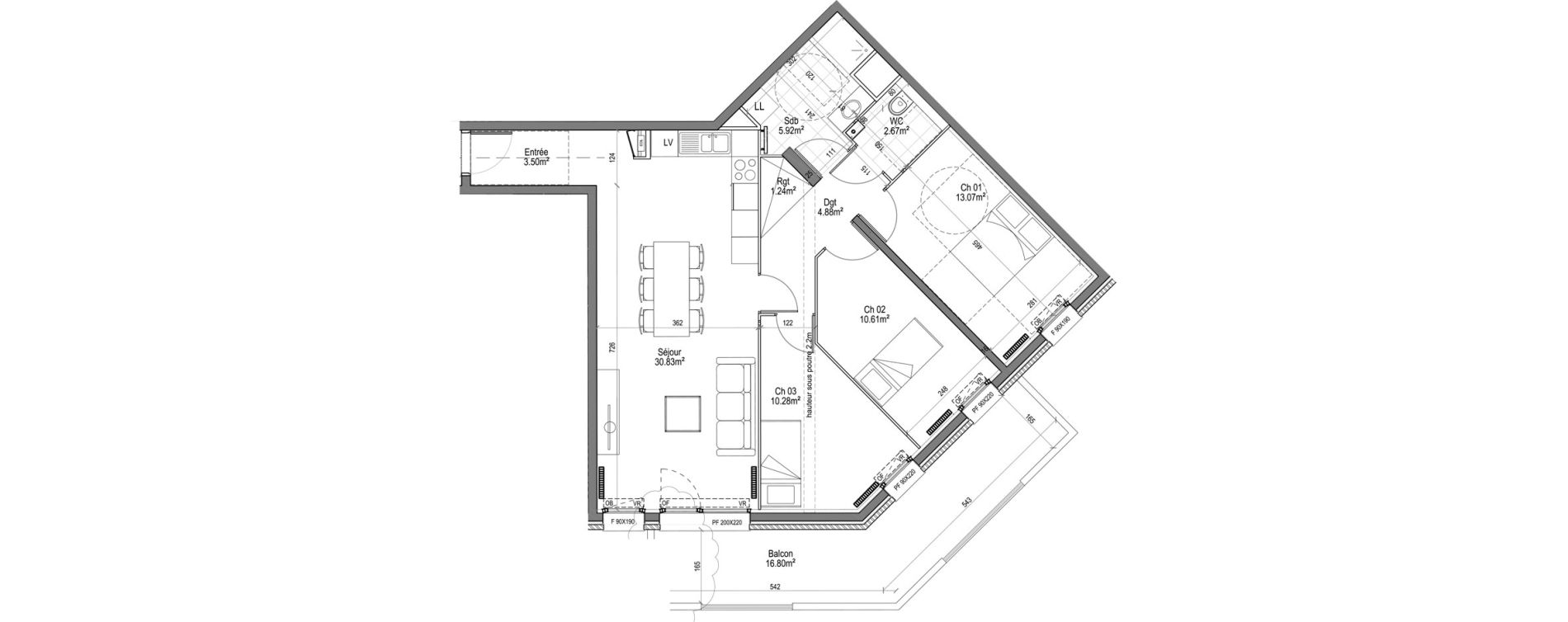 Appartement T4 de 83,00 m2 &agrave; La Madeleine Grand boulevard