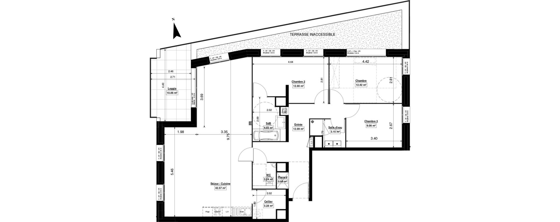 Appartement T4 de 102,34 m2 &agrave; La Madeleine Centre
