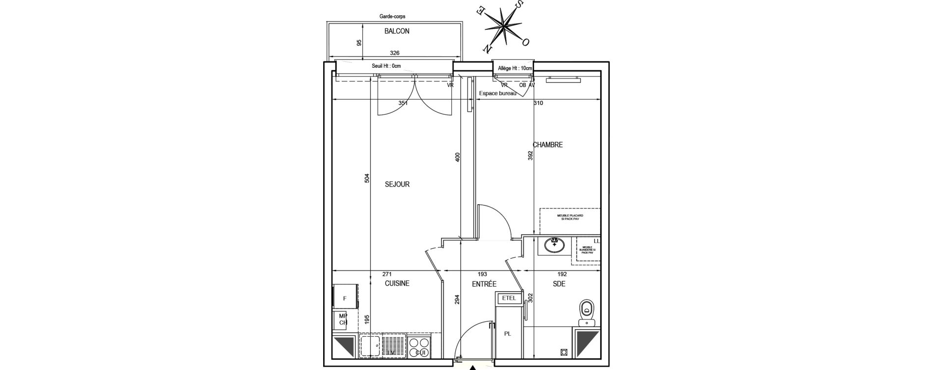 Appartement T2 de 44,56 m2 &agrave; Lambersart Conquerants