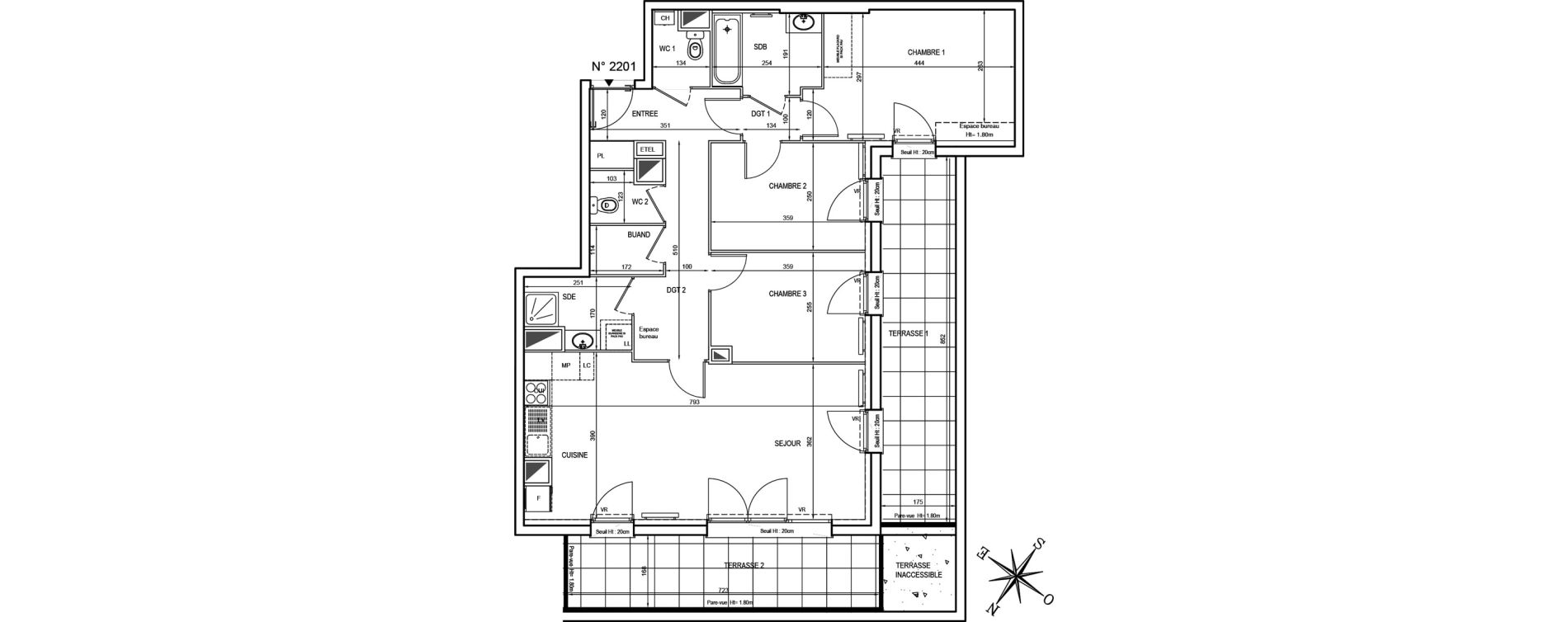 Appartement T2 de 43,41 m2 &agrave; Lambersart Conquerants
