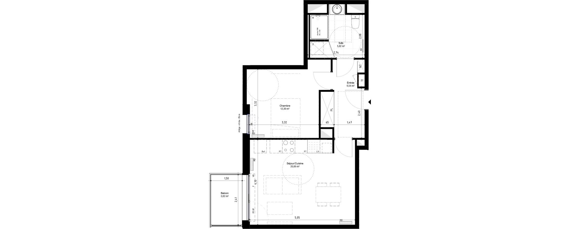 Appartement T2 de 45,41 m2 &agrave; Lambersart Canon d'or