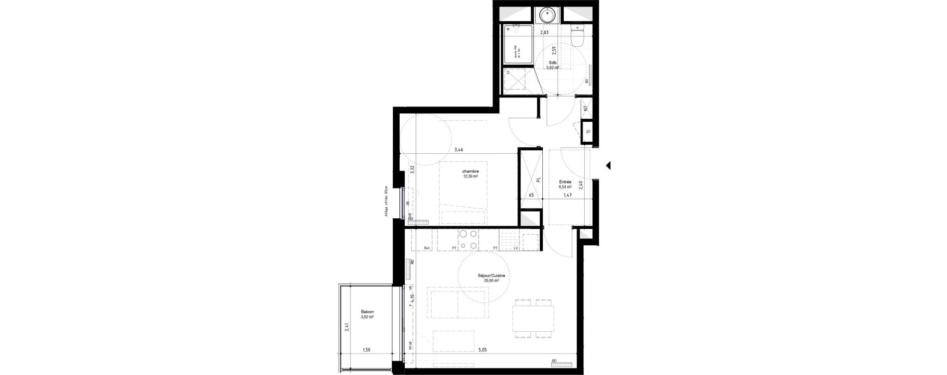 Appartement T2 de 45,41 m2 &agrave; Lambersart Canon d'or