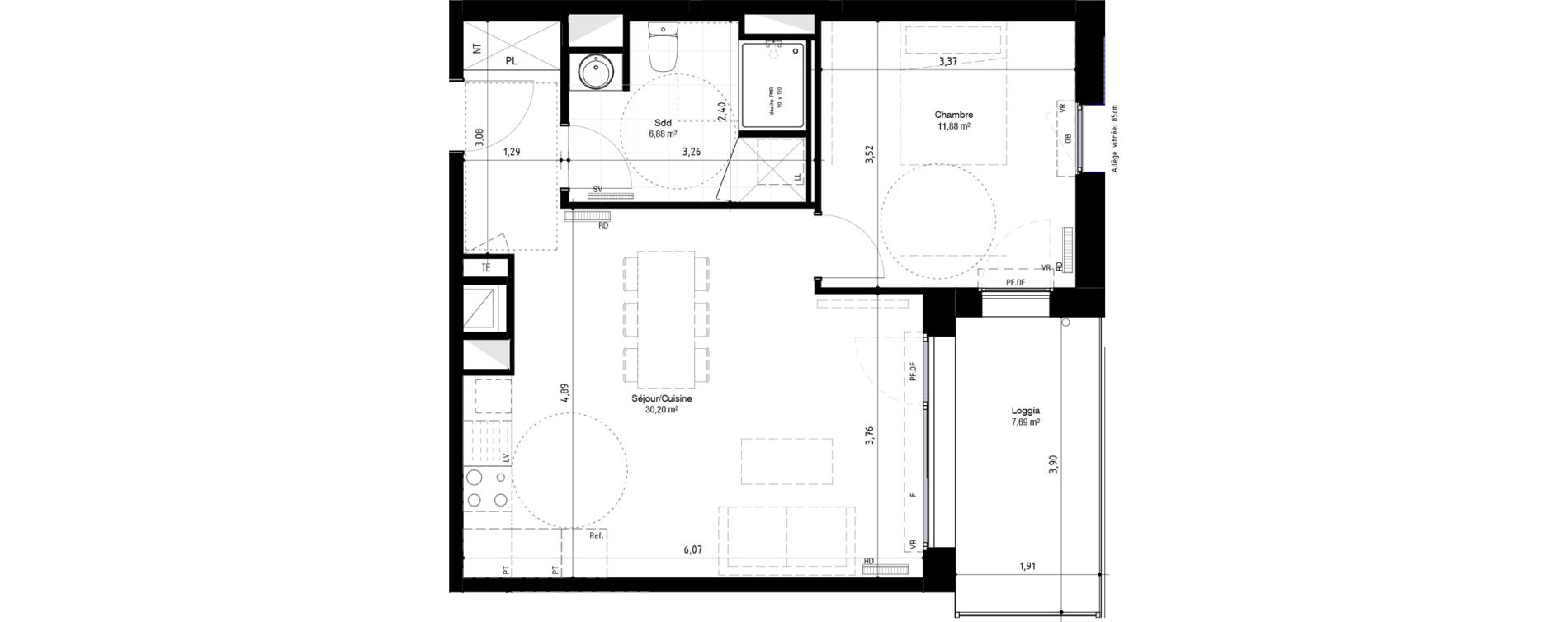 Appartement T2 de 48,96 m2 &agrave; Lambersart Canon d'or