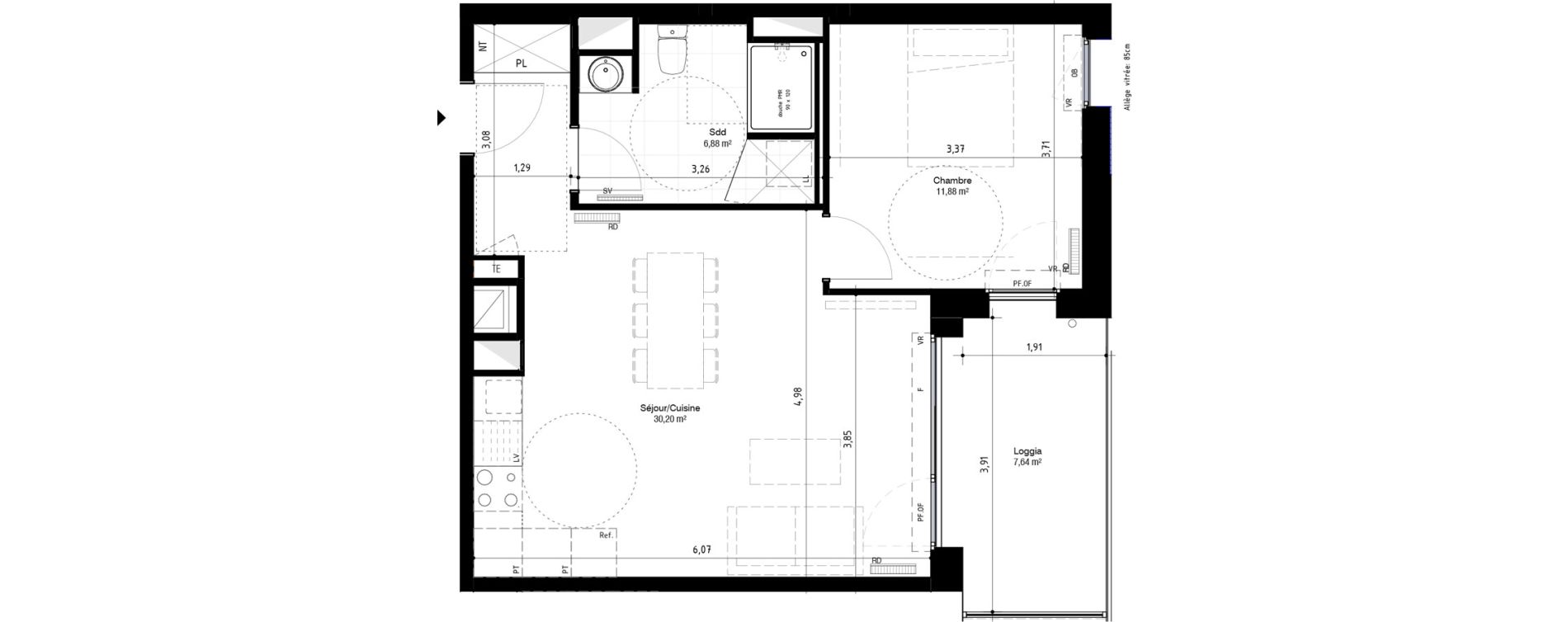 Appartement T2 de 48,96 m2 &agrave; Lambersart Canon d'or