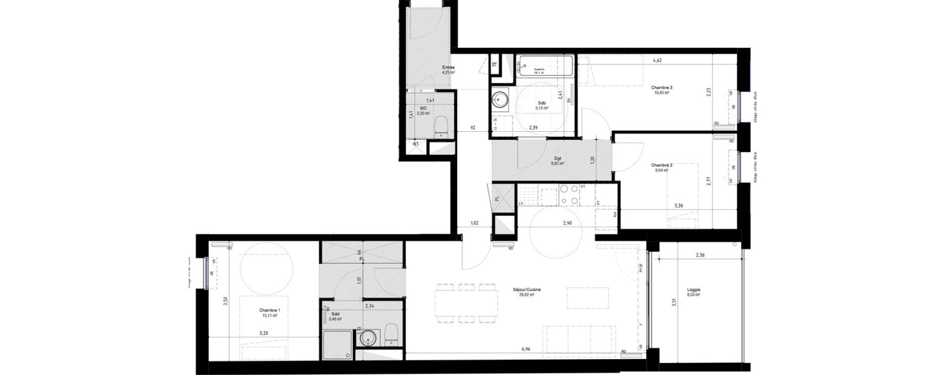 Appartement T4 de 87,70 m2 &agrave; Lambersart Canon d'or