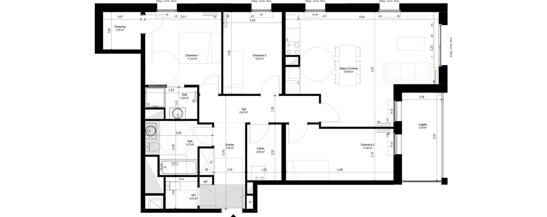 Appartement T4 de 92,16 m2 &agrave; Lambersart Canon d'or
