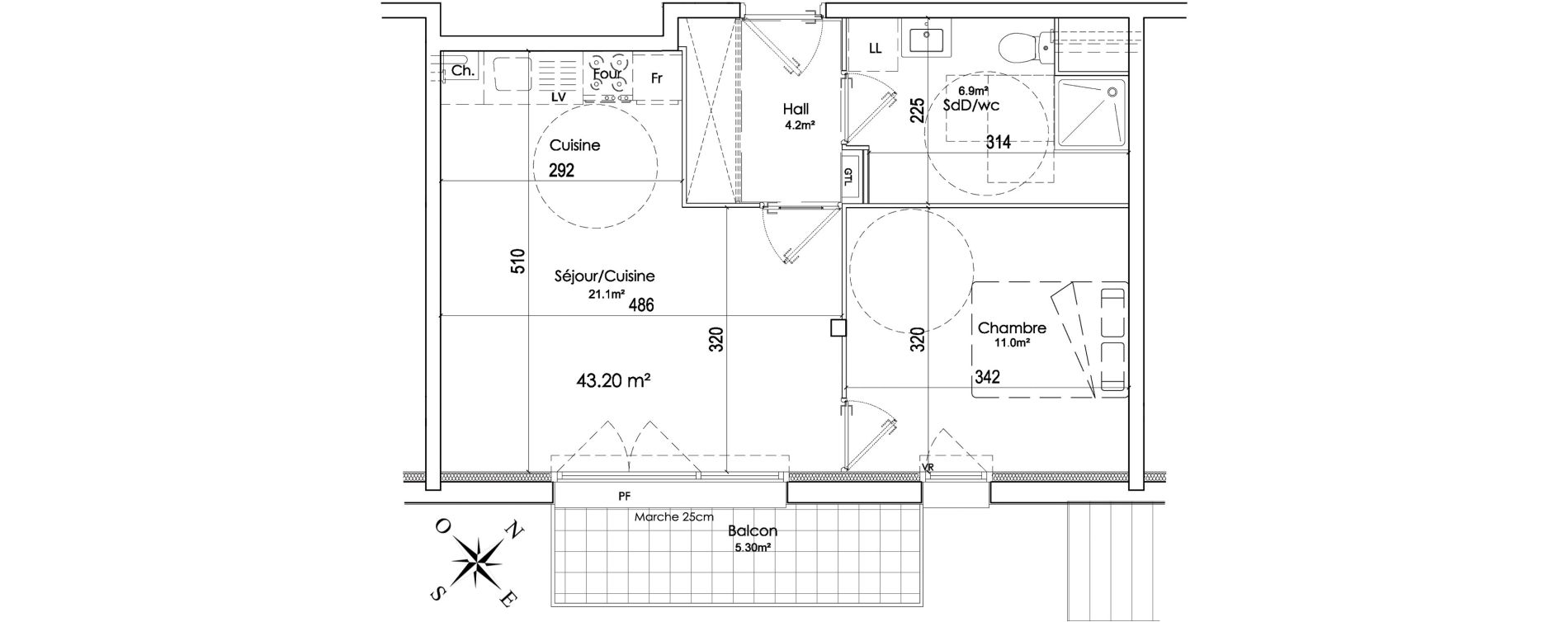 Appartement T2 de 43,20 m2 &agrave; Lannoy Centre