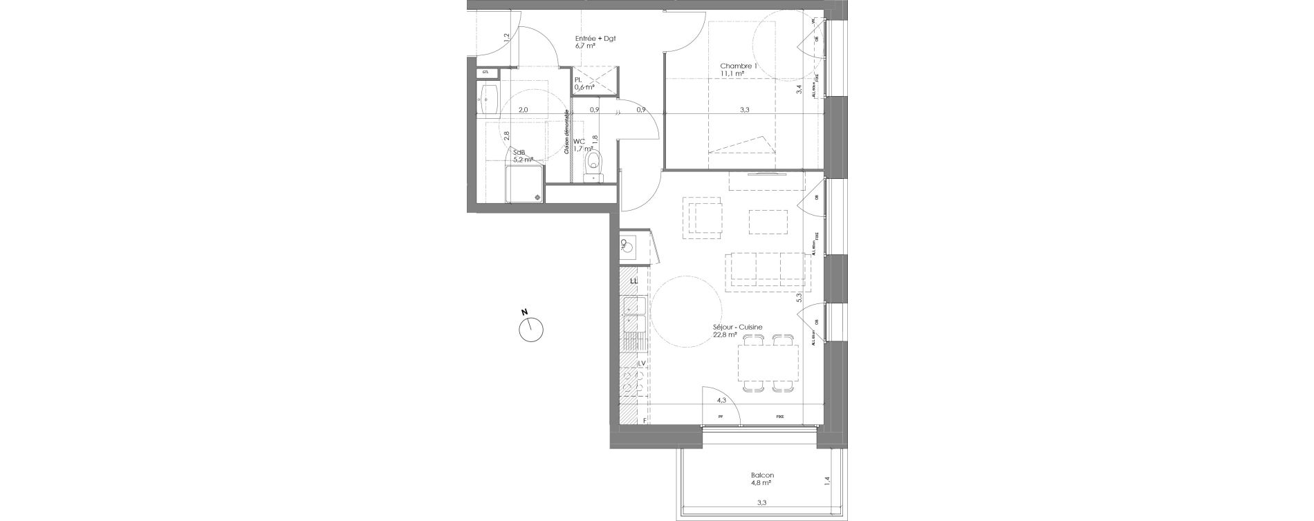 Appartement T2 de 48,00 m2 &agrave; Lannoy Centre
