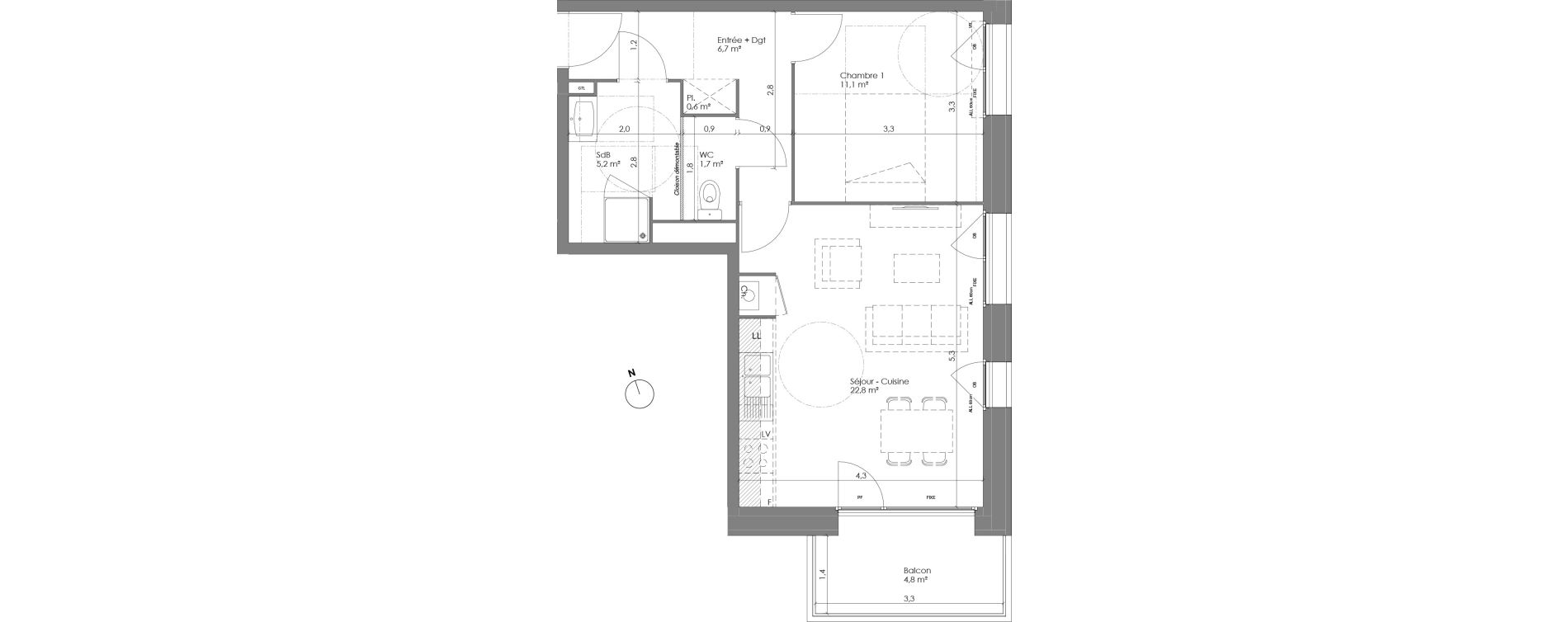 Appartement T2 de 48,10 m2 &agrave; Lannoy Centre