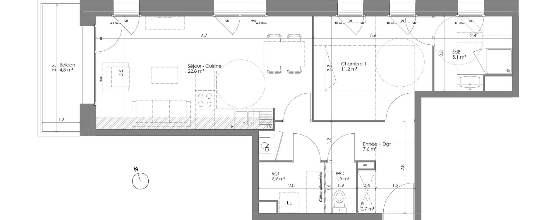 Appartement T2 de 51,80 m2 &agrave; Lannoy Centre