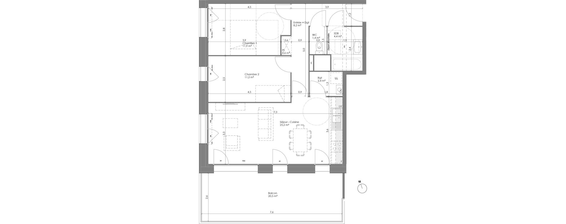 Appartement T3 de 65,20 m2 &agrave; Lannoy Centre