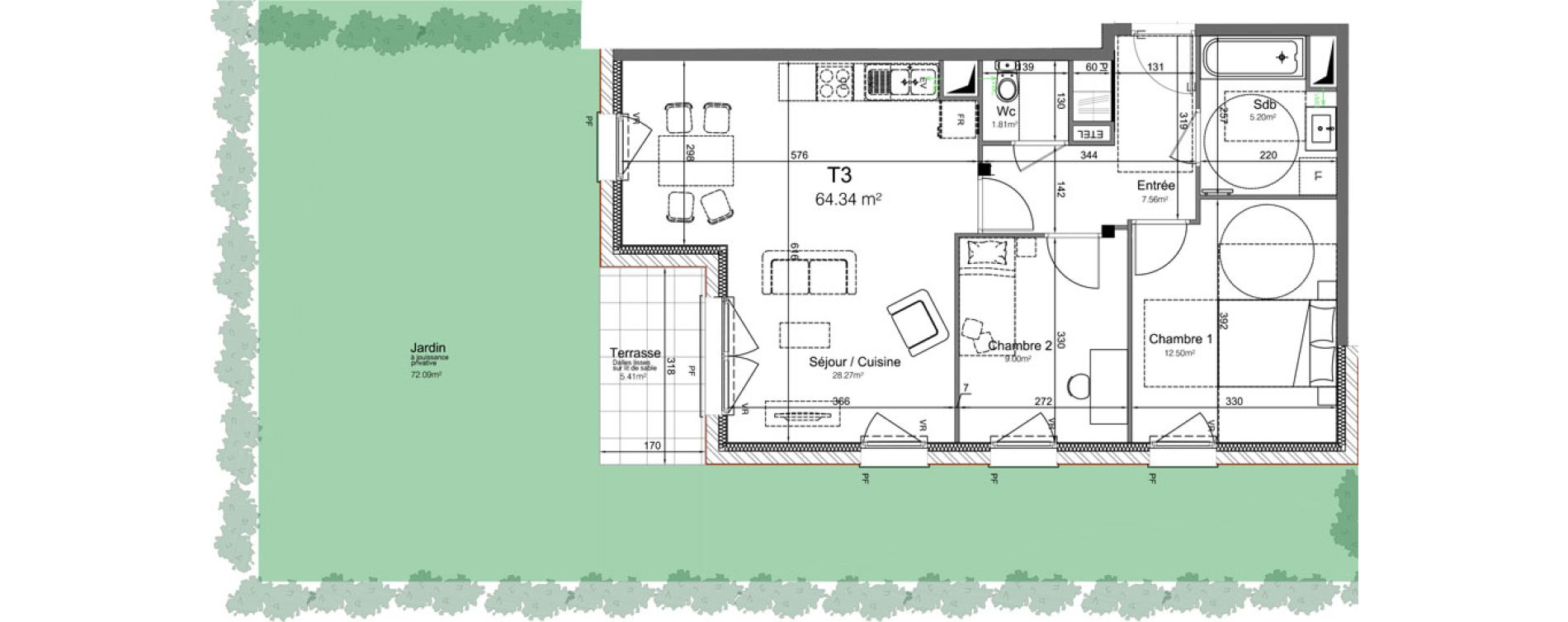 Appartement T3 de 64,34 m2 &agrave; Leers Centre