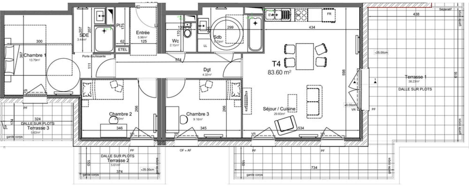 Appartement T4 de 83,60 m2 &agrave; Leers Centre