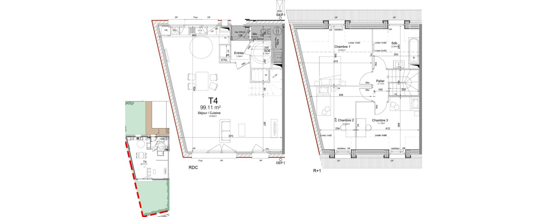 Maison T4 de 99,11 m2 &agrave; Leers Centre