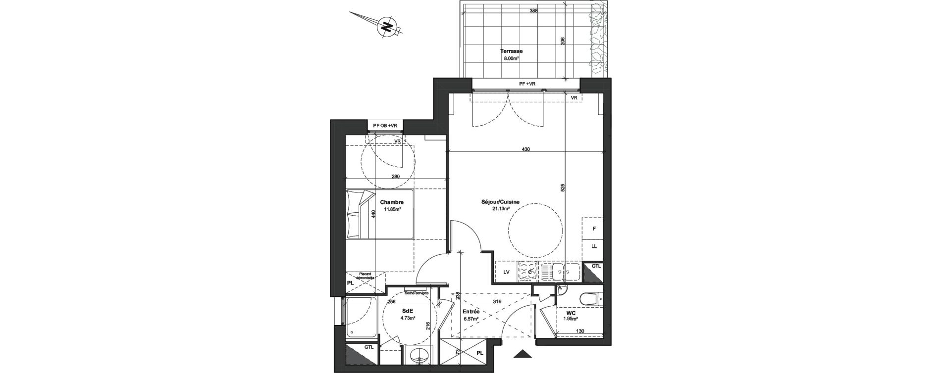 Appartement T2 de 46,23 m2 &agrave; Lesquin Centre