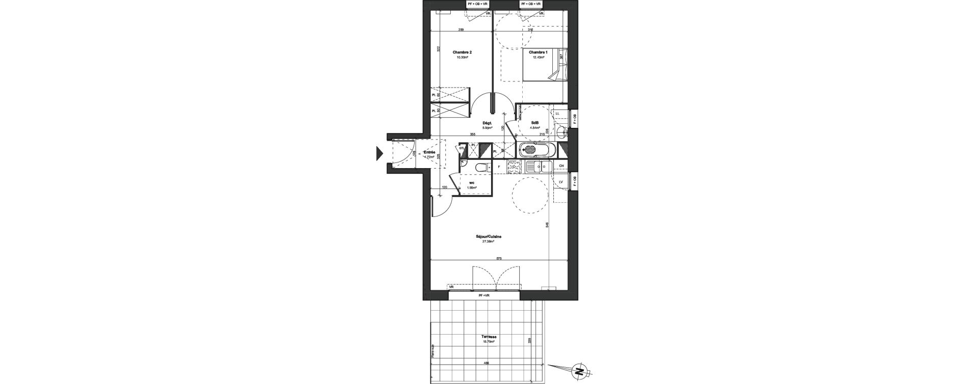 Appartement T3 de 67,22 m2 &agrave; Lesquin Centre