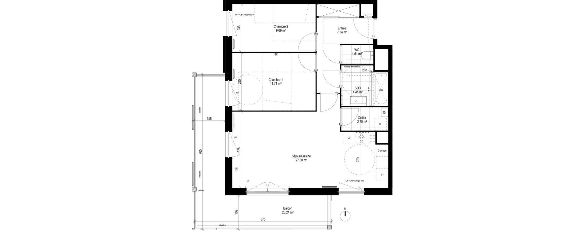 Appartement T3 de 65,20 m2 &agrave; Lesquin Centre
