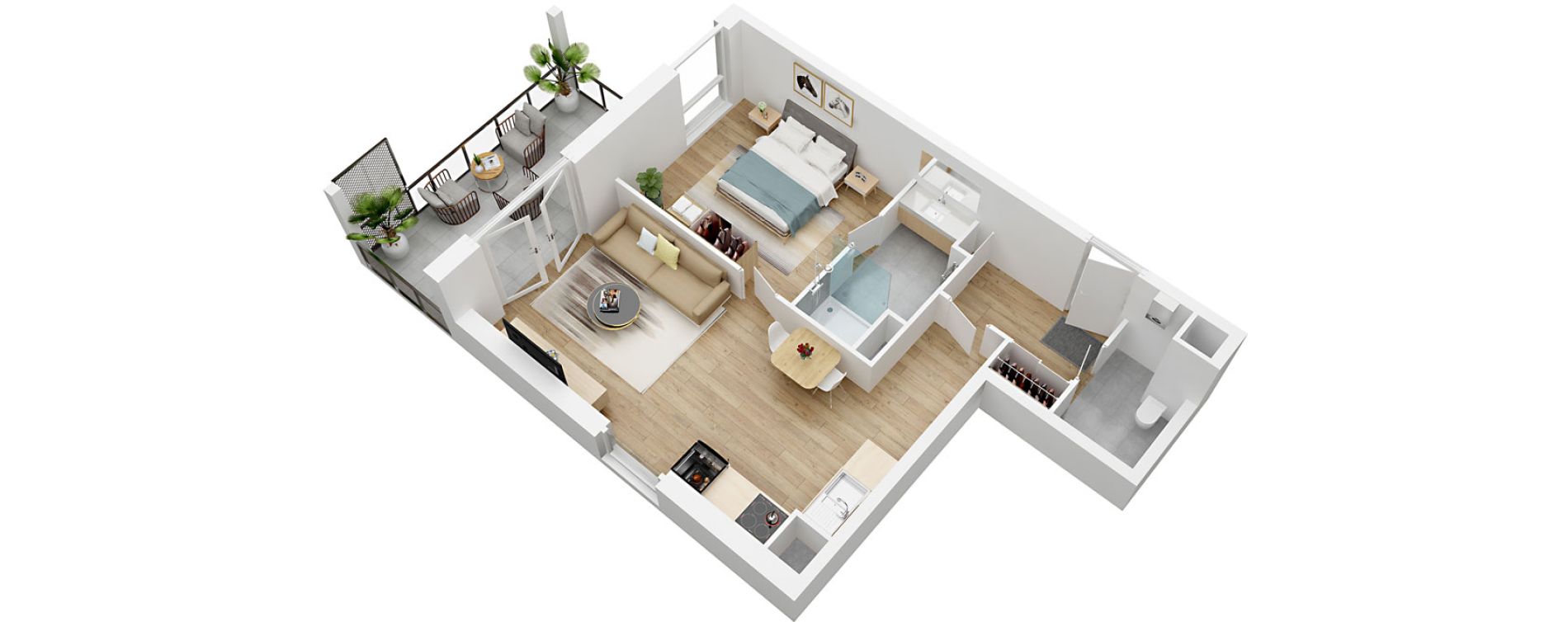 Appartement T2 de 48,72 m2 &agrave; Lesquin Centre
