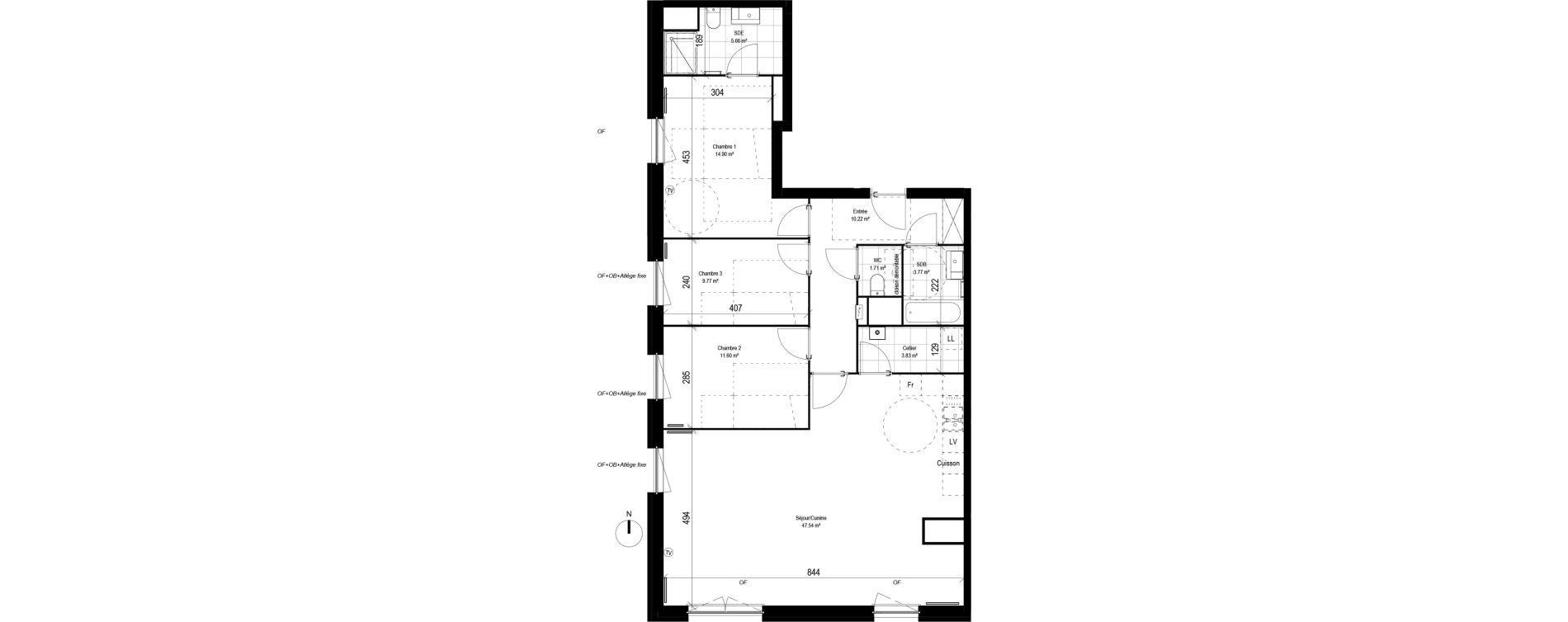Appartement T4 de 109,00 m2 &agrave; Lesquin Centre