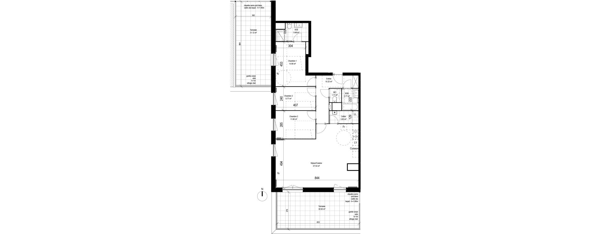 Appartement T4 de 109,00 m2 &agrave; Lesquin Centre