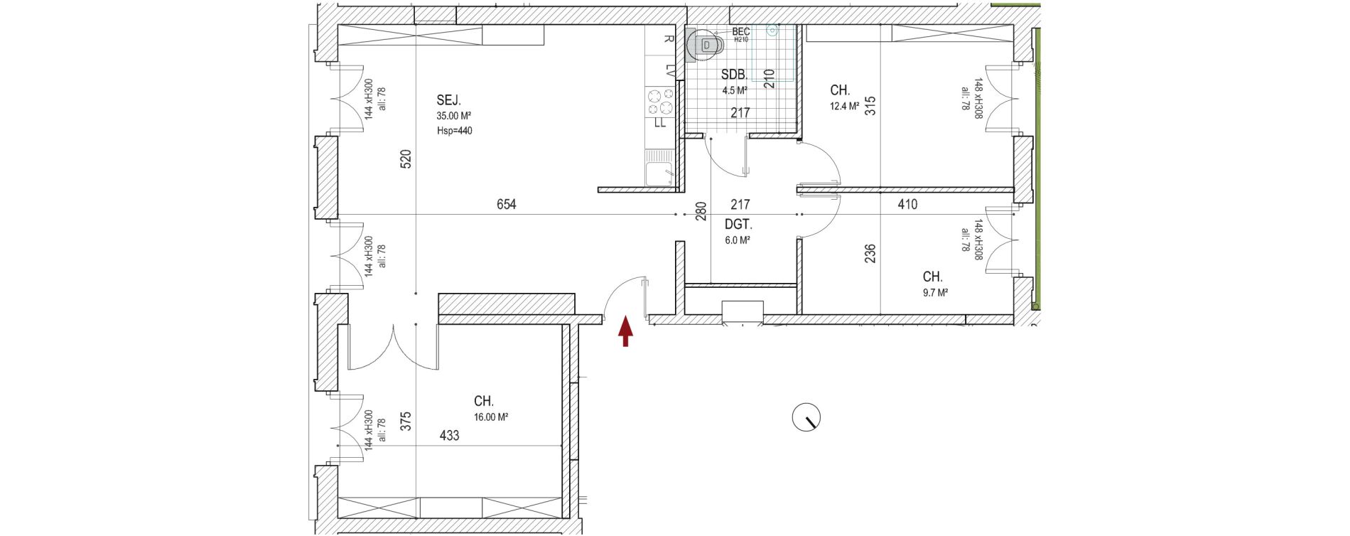 Appartement T4 de 83,60 m2 &agrave; Lille Centre