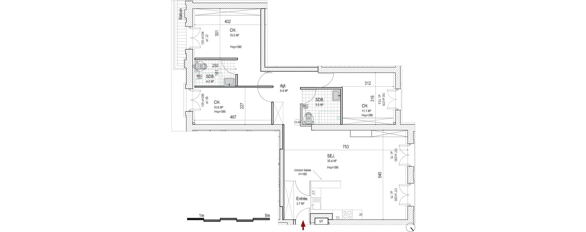 Appartement T4 de 91,20 m2 &agrave; Lille Centre