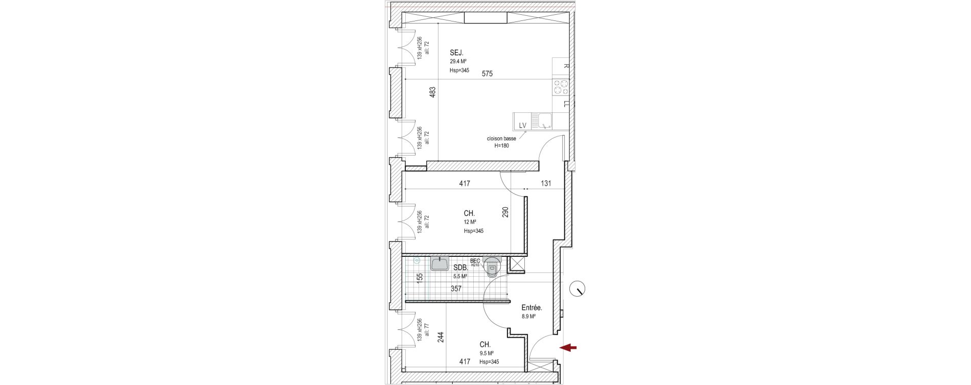 Appartement T3 de 65,30 m2 &agrave; Lille Centre
