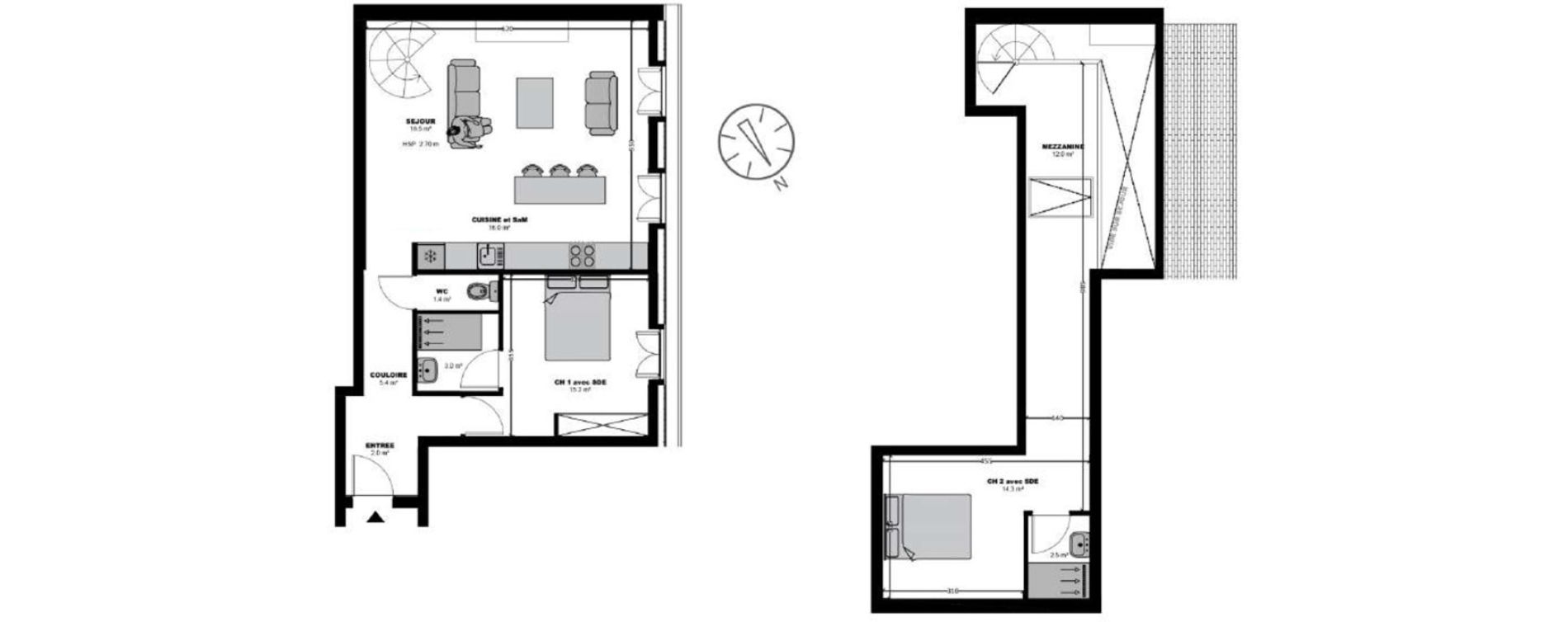 Duplex T3 de 82,80 m2 &agrave; Lille Centre