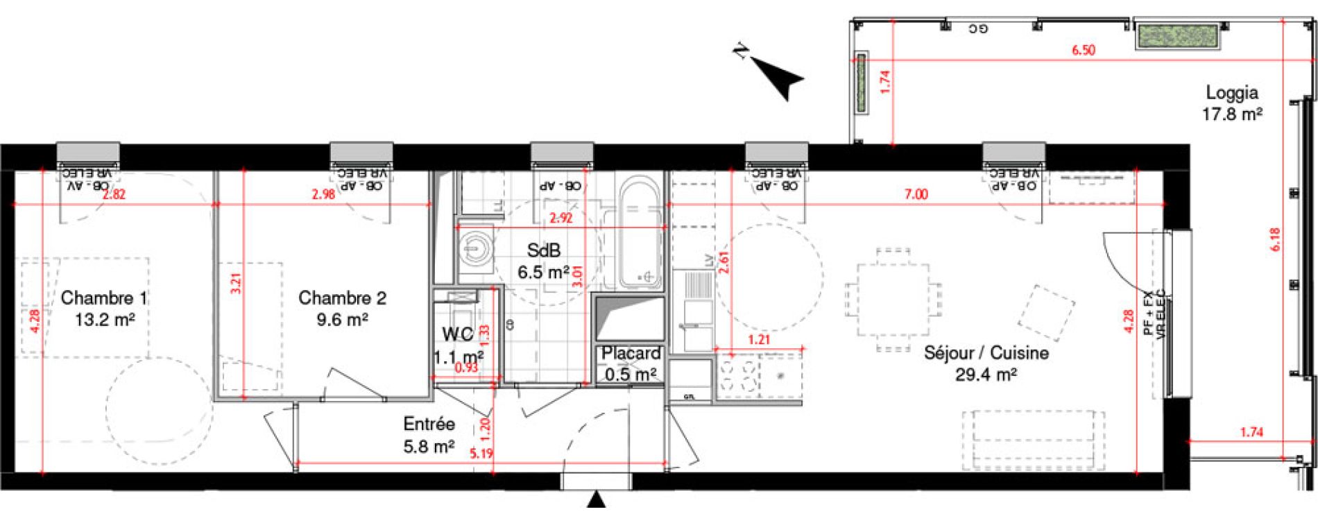 Appartement T3 de 66,10 m2 &agrave; Lille Centre