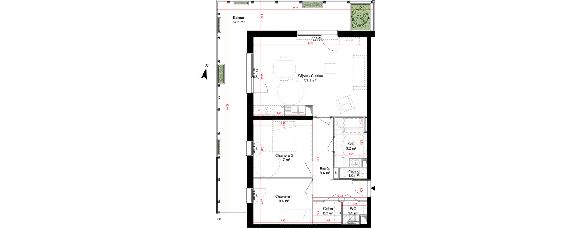 Appartement T3 de 70,50 m2 &agrave; Lille Centre