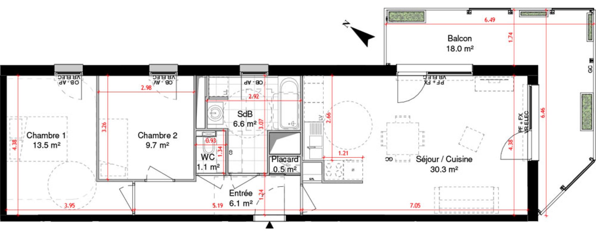 Appartement T3 de 67,80 m2 &agrave; Lille Centre