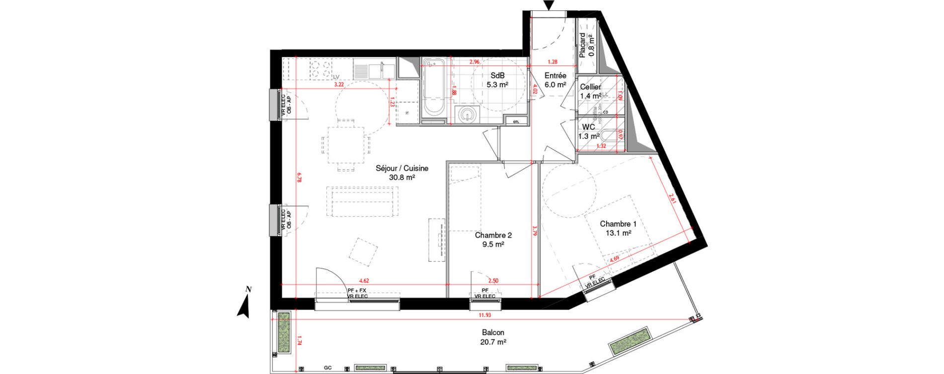Appartement T3 de 68,20 m2 &agrave; Lille Centre